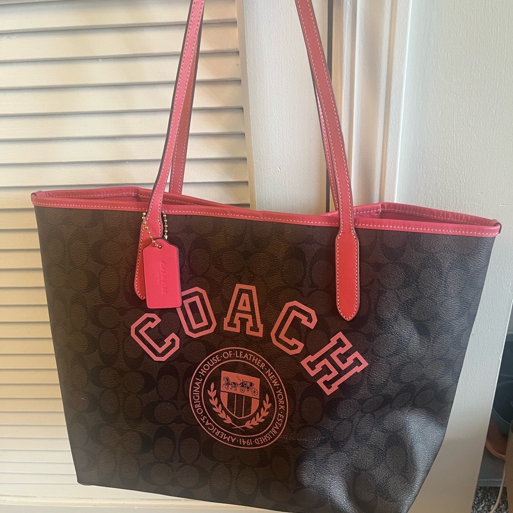 Coach Brown and Pink Tote Bag